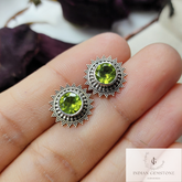 Green Peridot Stud Earring, Handmade Jewelry, 925 Sterling Silver Jewelry, August Birthstone Stud, Peridot Jewelry, Woman Earring, Gift Idea